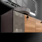 160 cm Wand-Badezimmerschrank aus 8 mm gehärtetem Glas und europäischer Eiche – Excelsior Viadurini