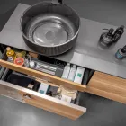 160 cm Wand-Badezimmerschrank aus 8 mm gehärtetem Glas und europäischer Eiche – Excelsior Viadurini