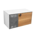 80 cm wandhängender Badezimmerschrank aus 8 mm gehärtetem Glas und europäischer Eiche - Excelsior Viadurini