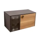 80 cm wandhängender Badezimmerschrank aus 8 mm gehärtetem Glas und europäischer Eiche – Excelsior Viadurini