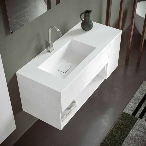 Abgehängter badezimmerschrank mit integriertem waschbecken, modernes design, 4 oberflächen - pistillo