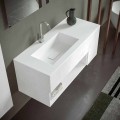 Abgehängter Badezimmerschrank mit integriertem Waschbecken, modernes Design, 4 Oberflächen - Pistillo