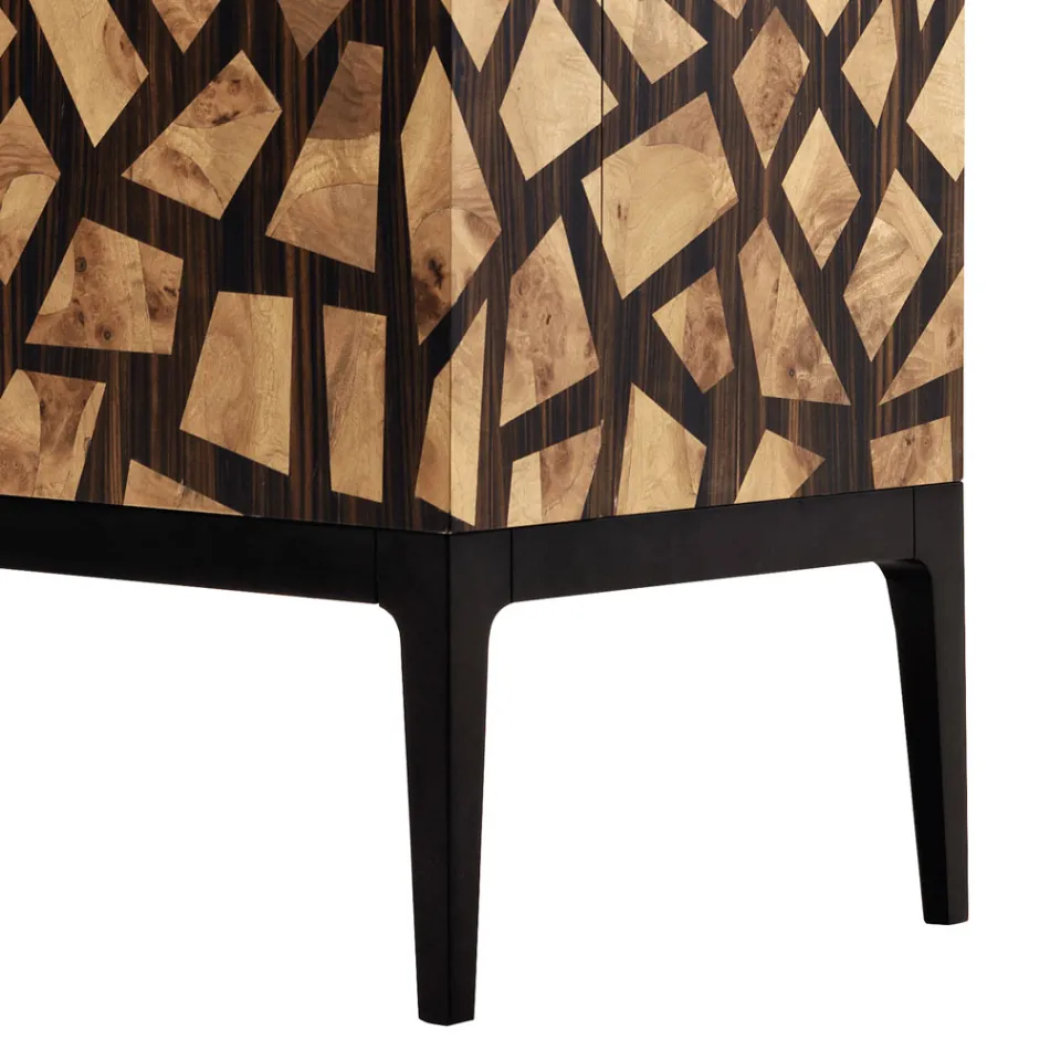 Design Barmöbel mit 2 Türen Grilli Zarafa in Italien hergestellt, aus Ebenholz Viadurini