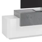 Niedriger TV-Ständer aus Holz Wohnzimmer 3 Türen und offenes Fach - Therese Viadurini