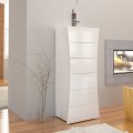 Mobile Hochkommode Weiß 6 Schubladen aus nachhaltigem Holz - Sabine