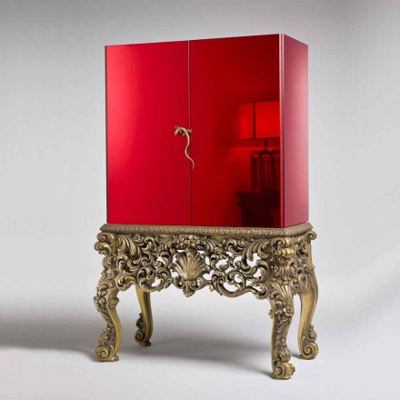 Möbel mit geschnitztem Holzboden Luxus-Design, hergestellt in Italien, Sam Viadurini