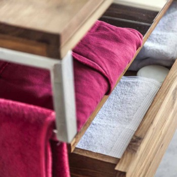 Hängende Badezimmerkonsole aus Teakholz mit großer Schublade