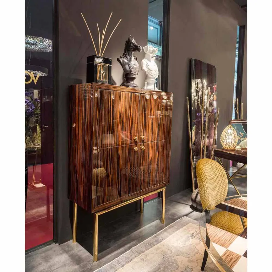 Moderner Schrank mit 4 Türen aus glänzendem Ebenholz Ada Viadurini