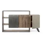 Mobiles Sideboard 3 Türen aus Mangoholz und Stahl Homemotion - Signorino Viadurini
