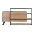 Mobiles Sideboard 3 Türen aus Mangoholz und Stahl Homemotion - Signorino Viadurini