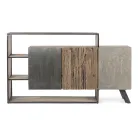 Mobiles Sideboard 3 Türen aus Mangoholz und Stahl Homemotion - Signorino Viadurini