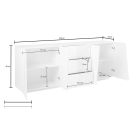 Mobiles Sideboard 4 Türen 3 Schubladen in glänzend weißem Holz oder Schiefer - Joris Viadurini