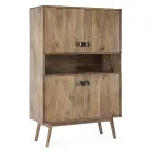 Mobiles Sideboard 4 Türen und Regal aus Vintage Mangoholz - Desiderio Viadurini