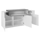 Mobiles Sideboard 4 Türen Weiß und Anthrazit Holz, Zement oder Ahorn - Therese Viadurini