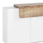 Mobiles Sideboard 4 Türen Weiß und Anthrazit Holz, Zement oder Ahorn - Therese Viadurini