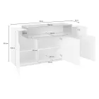 Mobiles Sideboard 4 Türen Weiß und Anthrazit Holz, Zement oder Ahorn - Therese Viadurini