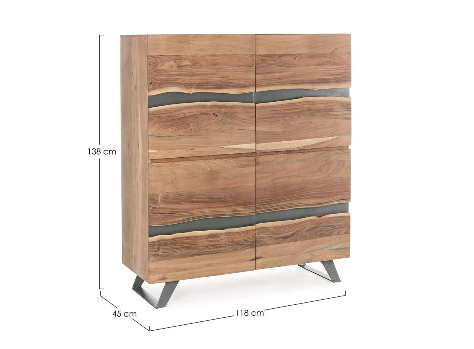 Mobiles Sideboard 4 Türen Akazienholz Naturalistic Homemotion - Maramero