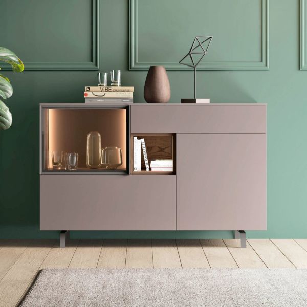 Eingangs- oder wohnzimmer-sideboard aus ökologischem holz und luxusglas - bruno