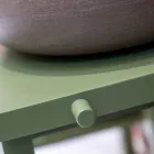 Freistehender Badezimmerschrank mit Teak-Finish und großer grüner Ablage - Raomi Viadurini