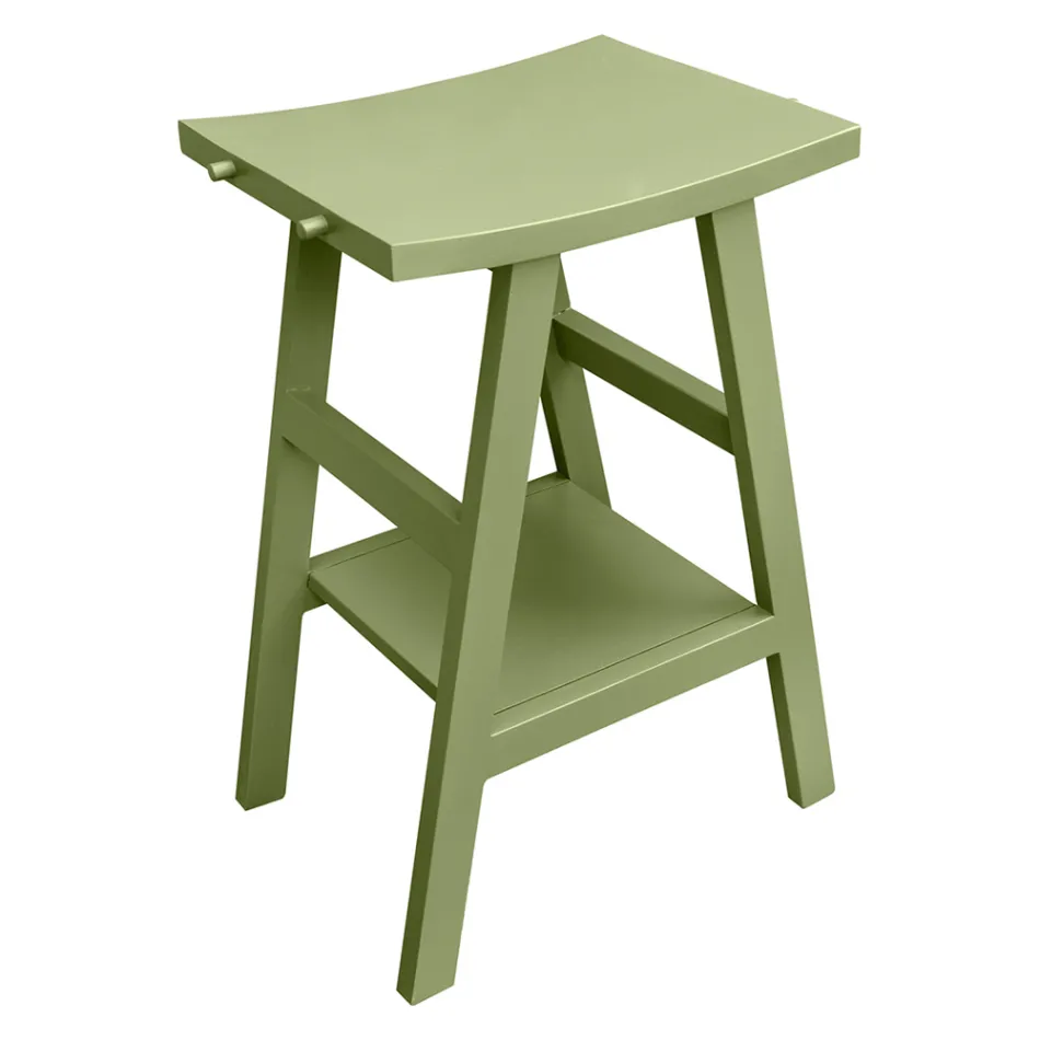 Freistehender Badezimmerschrank mit Teak-Finish und großer grüner Ablage - Raomi Viadurini