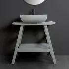 Freistehender Badezimmerschrank mit Teak-Finish in Naturgrau – Rosshaar Viadurini