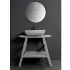 Freistehender Badezimmerschrank mit natürlichem grauem Teak-Finish - Rosshaar Viadurini