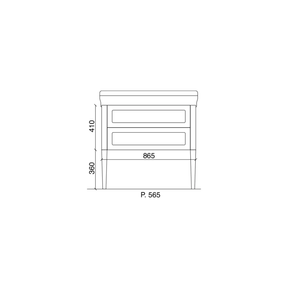 Badezimmerschrank mit zwei Schubladen und Keramikwaschbecken, hergestellt in Italien – Rom Viadurini