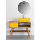 Moderner gelber Badezimmerschrank mit großem Regal und Kommode - Benoit Viadurini
