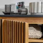 Handgefertigter Badezimmerschrank aus massivem Teakholz und Mahagoni – Heliconia Viadurini