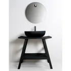 Moderner Badezimmerschrank aus Teakholz mit mattschwarzer Platte und Halterung - Crina Viadurini