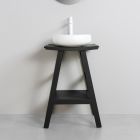 Moderner Badezimmerschrank aus Teakholz mit schwarzer halbgebogener Platte - Raomi Viadurini