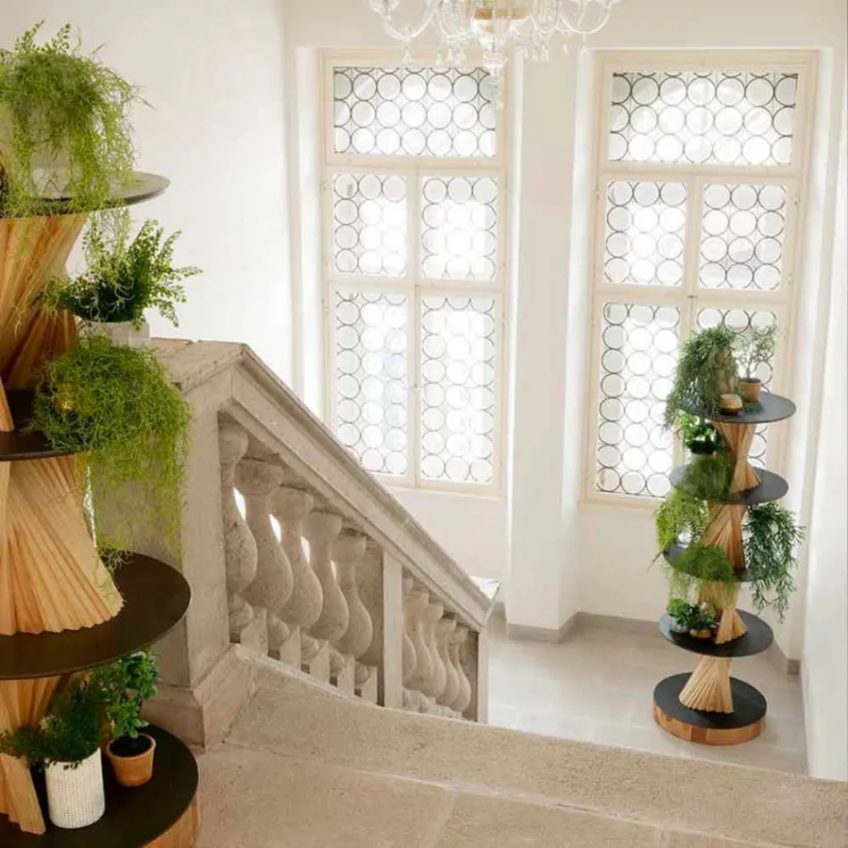 Design Möbel aus Holz mit runden Regalen in Gres Made in Italy - Aspide Viadurini