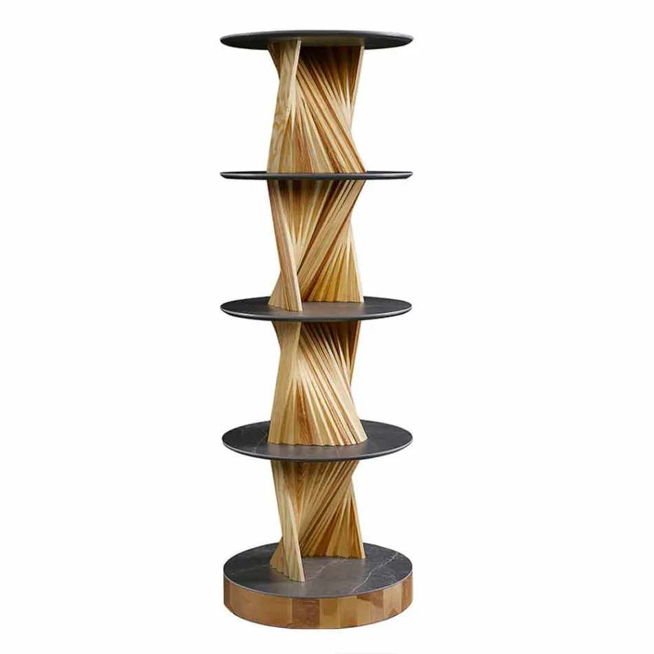 Design Möbel aus Holz mit runden Regalen in Gres Made in Italy - Aspide Viadurini