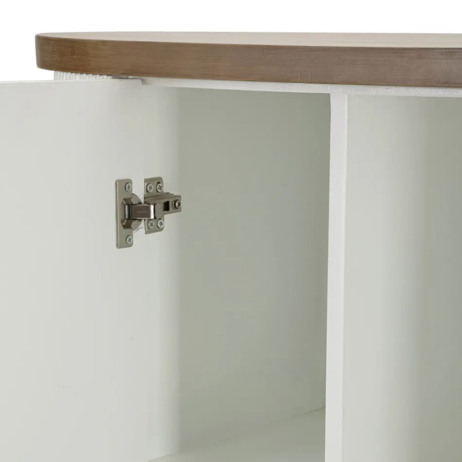 Holzschrank mit Oberteil und abgerundeten Einsätzen mit 2 Türen und 2 Regalen - Rachel Viadurini