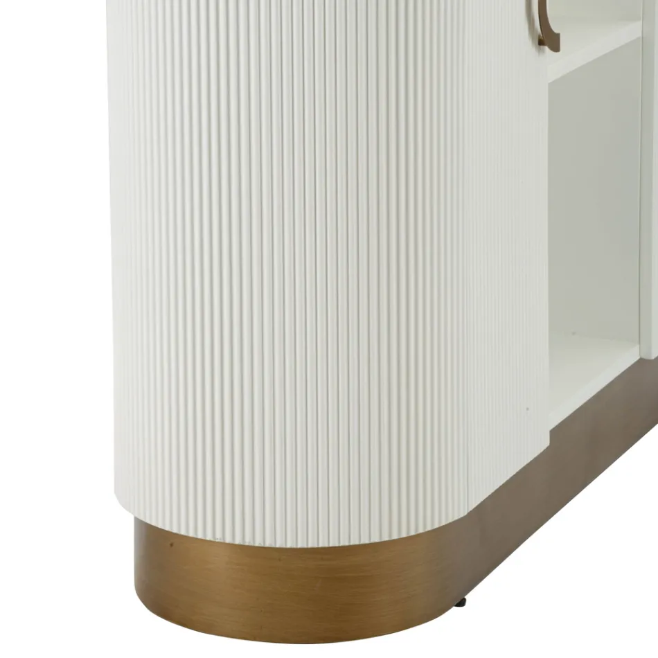 Holzschrank mit Oberteil und abgerundeten Einsätzen mit 2 Türen und 2 Regalen - Rachel Viadurini