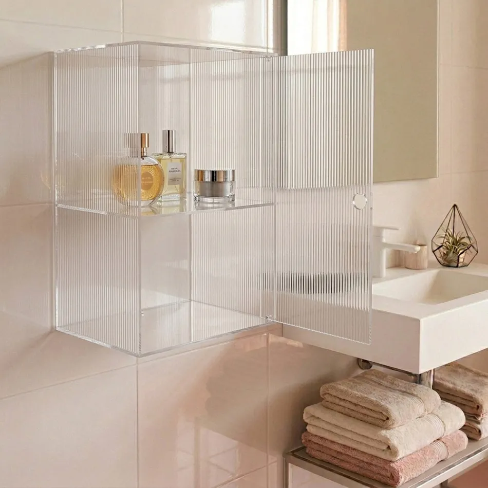 Wandmontierter Badezimmerschrank aus Plexiglas in 4 Farben, hergestellt in Italien - Ligea Viadurini