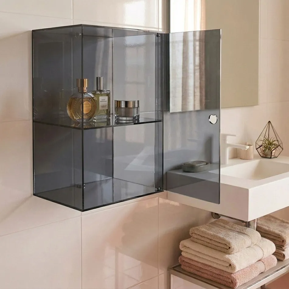 Wandmontierter Badezimmerschrank aus Plexiglas in 4 Farben, hergestellt in Italien - Ligea Viadurini