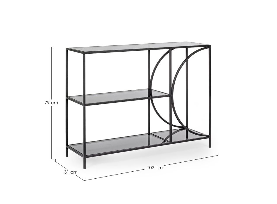 Niedriges Design-Bücherregal aus Stahl und 3 Glasböden - Federo Viadurini
