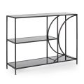 Niedriges Design-Bücherregal aus Stahl und 3 Glasböden - Federo