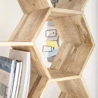 Wohnzimmer Bücherregal im Mangoholz Wabendesign - Carida Viadurini