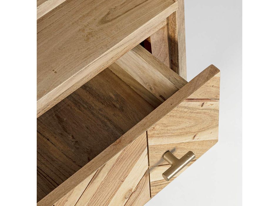 Bücherregal für Wohnzimmer aus Akazienholz und Homemotion-Schublade - Auriel
