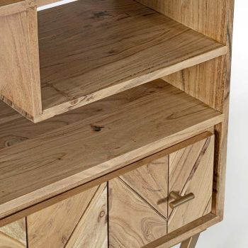 Bücherregal für Wohnzimmer aus Akazienholz und Homemotion-Schublade - Auriel