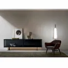 Wohnzimmer-Sideboard aus Rauchglas und grünem oder rotem Marmor mit Led - Leonarda Viadurini