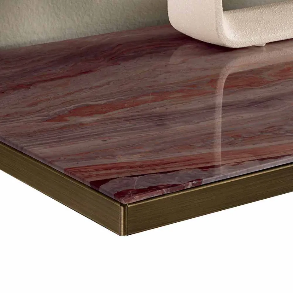 Wohnzimmer-Sideboard aus Rauchglas und grünem oder rotem Marmor mit Led - Leonarda Viadurini