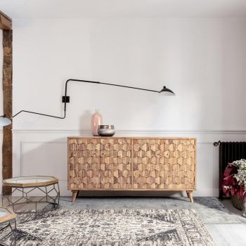 Möbel-Sideboard im Sheesham-Holz-Design mit 4 Türen Homemotion - Fregene