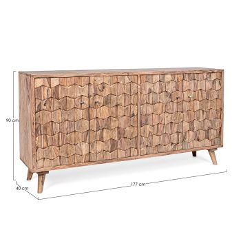 Möbel-Sideboard im Sheesham-Holz-Design mit 4 Türen Homemotion - Fregene