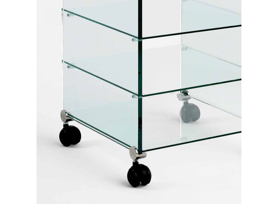 Mehrzweckschrank mit transparenten Glasrädern mit 3,6,8 oder 10 Regalen - Versatilio Viadurini