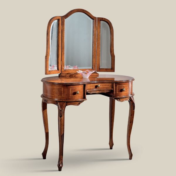 Schminktisch aus holz mit schubladen und spiegel made in italy - luxus