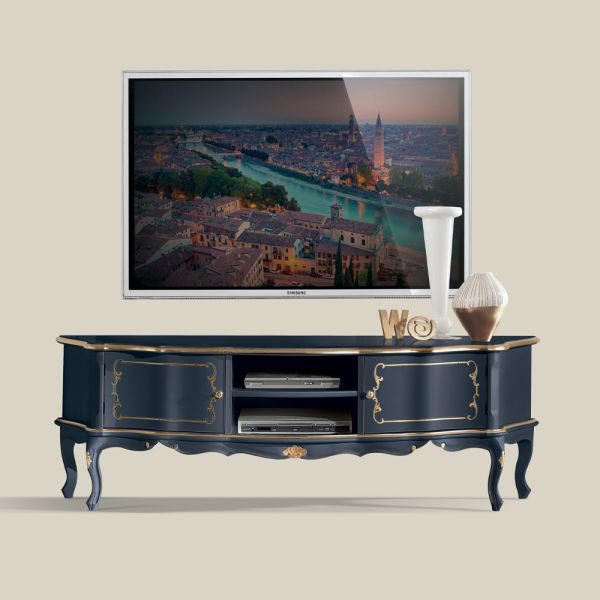 Klassisches tv-möbel aus holz mit türen und fächern made in italy - leonor