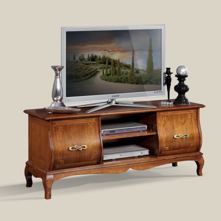 Klassischer TV-Ständer aus Holz mit Intarsien Made in Italy - Hastings Viadurini
